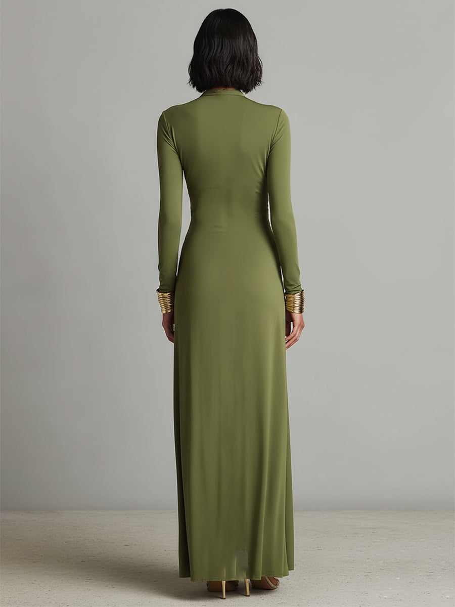 Apollonia — Abito lungo con scollo a V verde