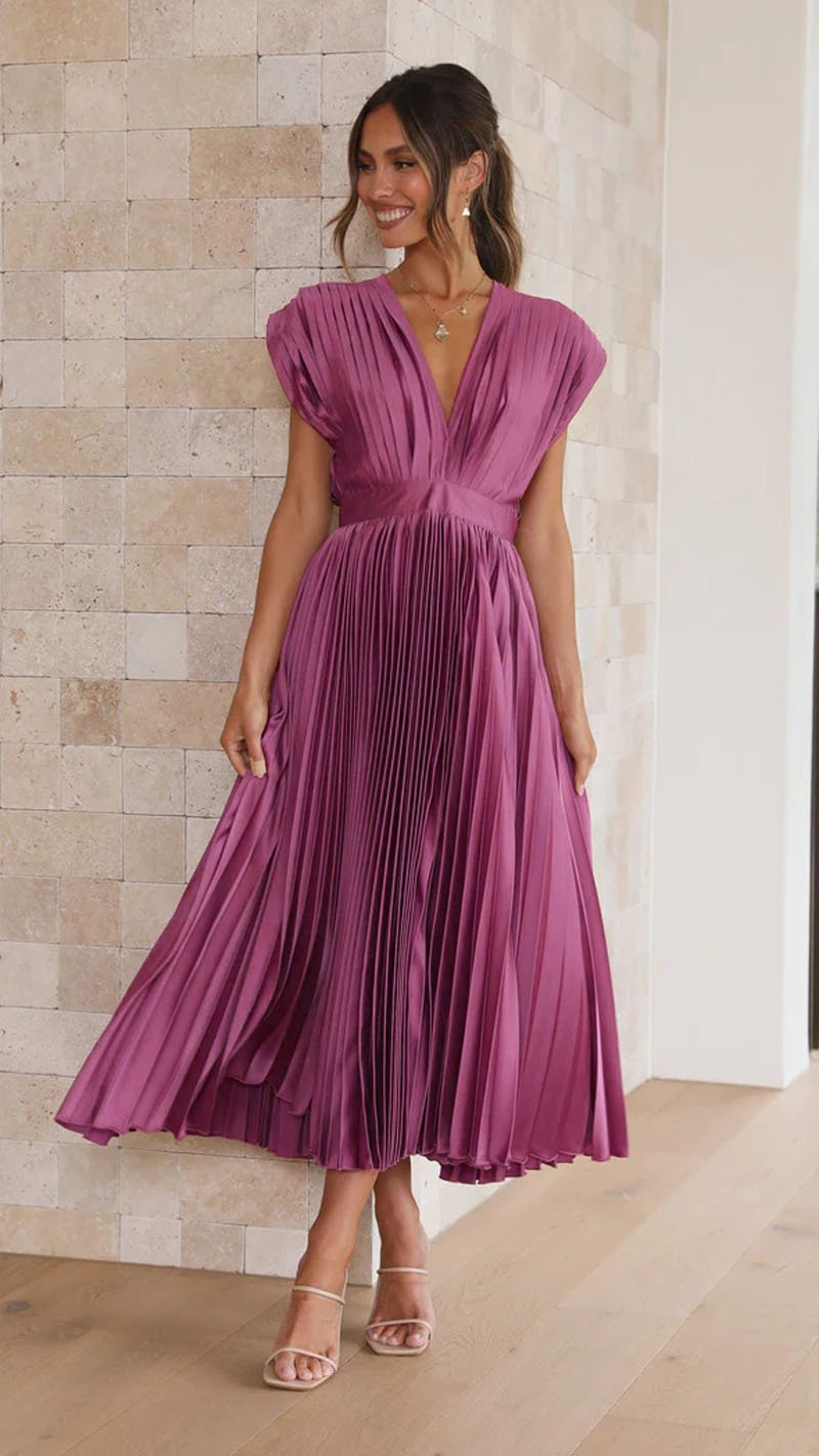 Edda — Abito midi in raso con scollo a V