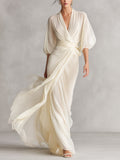 Castora — Abito in chiffon a manica a sbuffo
