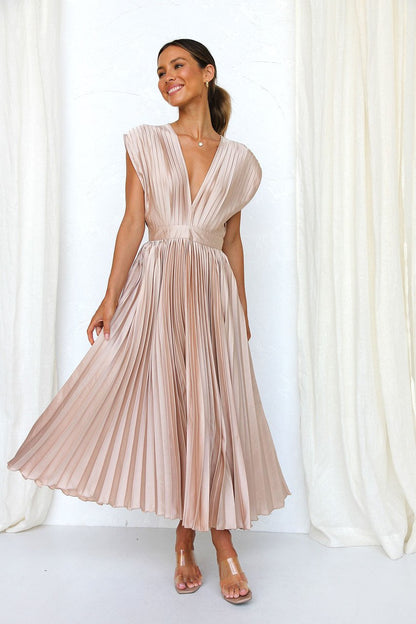 Edda — Abito midi in raso con scollo a V