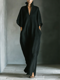 Albertina — Abito lungo in cotone con scollo a V