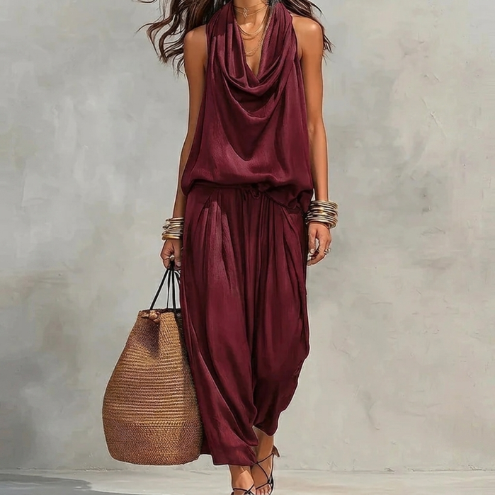Amalia — Completo con top drappeggiato e pantaloni