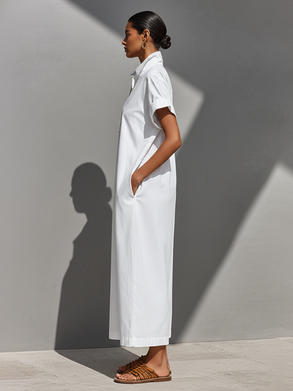 Andreina — Abito camicia in cotone con mezza zip