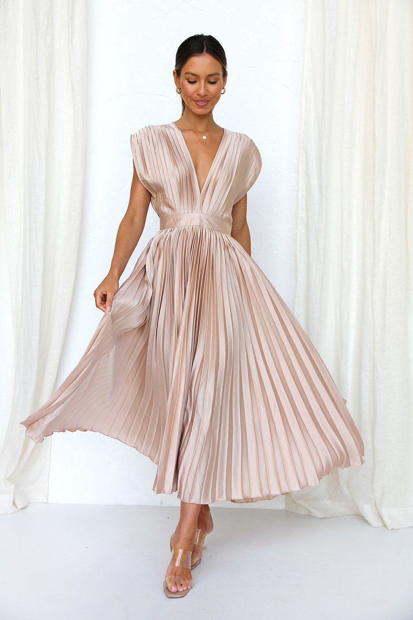 Edda — Abito midi in raso con scollo a V