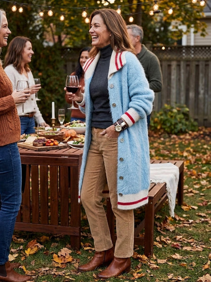 Martina — Cardigan monopetto in mohair con revers