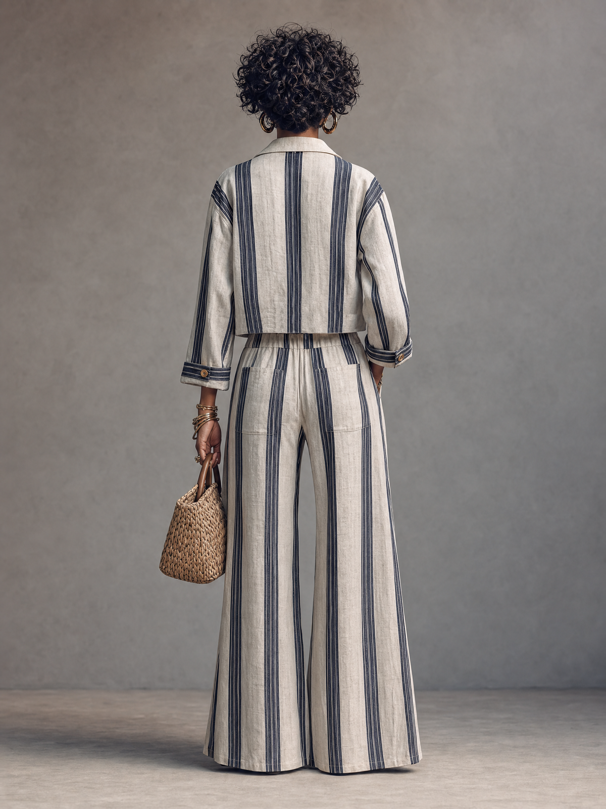 Tecla — Completo due pezzi in cotone a righe righe