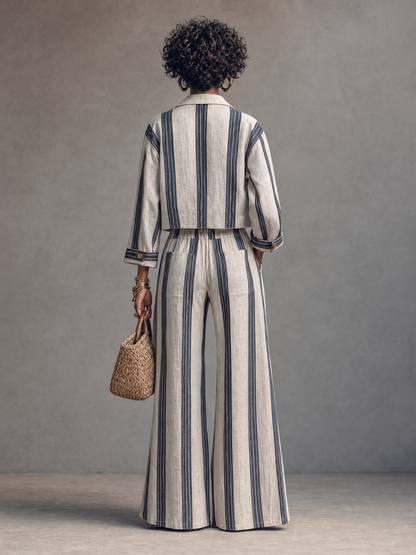 Tecla — Completo due pezzi in cotone a righe righe