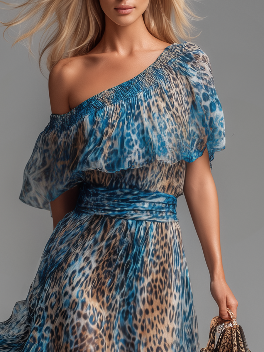 Francesca — Abito fluido con stampa leopardo