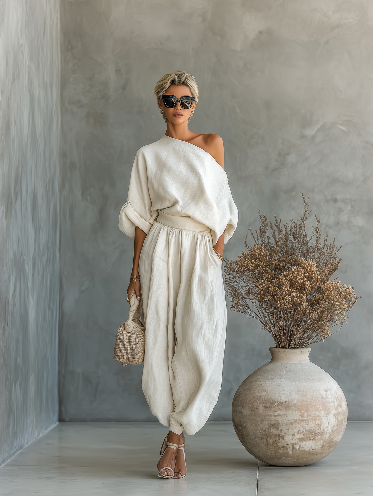 Asia — Completo due pezzi in lino con pantaloni