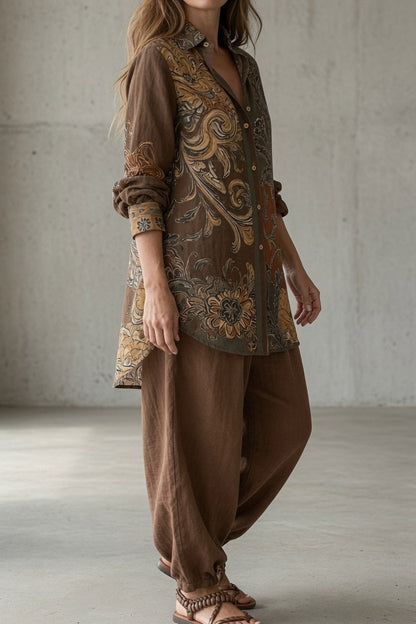 Natalia — Completo due pezzi stampato con pantaloni