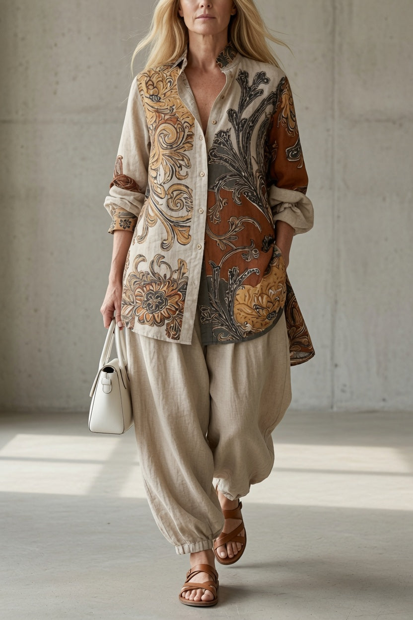 Natalia — Completo due pezzi stampato con pantaloni