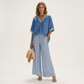 Giovanna — Completo con top a V e pantaloni a righe