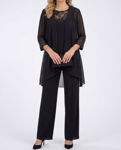 Eleonora — Completo con giacca fluida e pantaloni a gamba larga