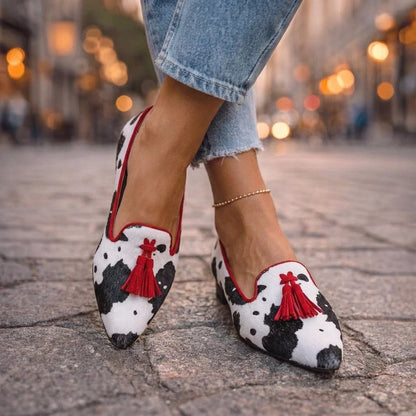 Dalia — Mocassini con nappine e stampa animalier