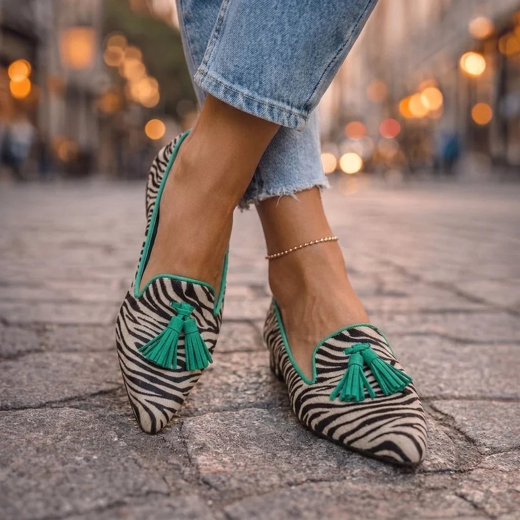 Liviana — Ballerine a punta con stampa leopardo
