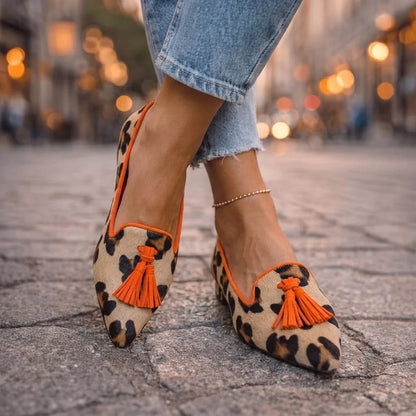 Liviana — Ballerine a punta con stampa leopardo