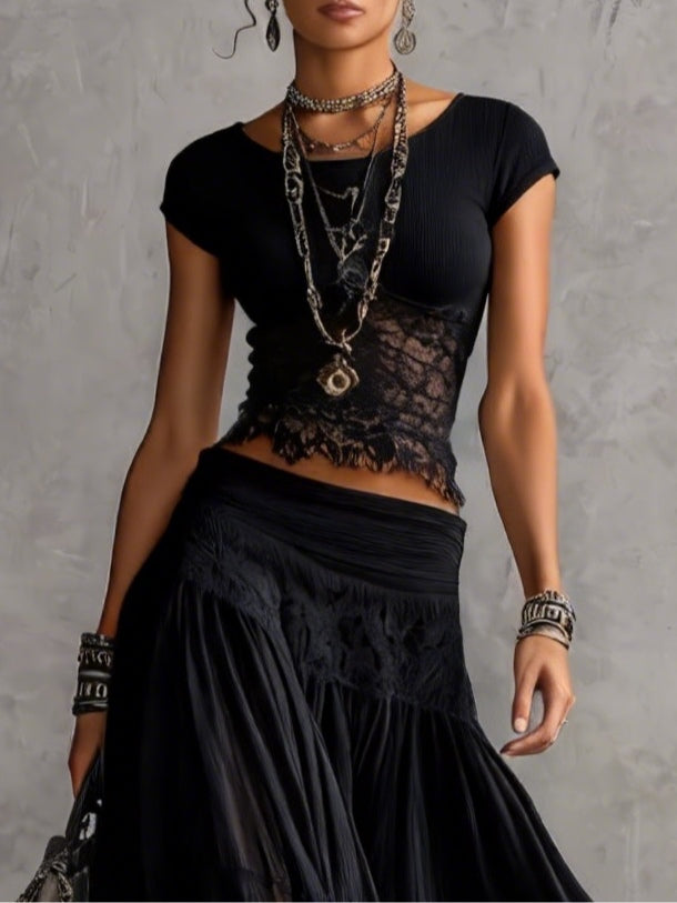 Chiara — Completo con top in pizzo e gonna fluida