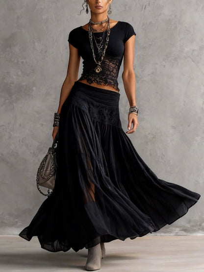 Chiara — Completo con top in pizzo e gonna fluida