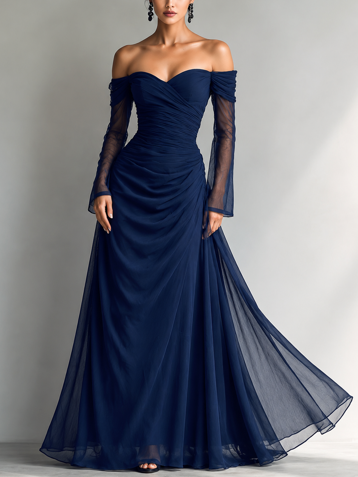Catia — Abito lungo in chiffon con spalle scoperte