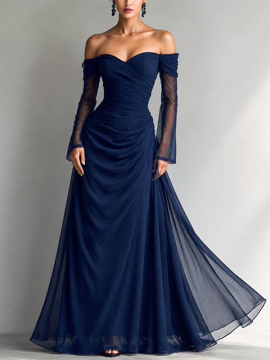 Catia — Abito lungo in chiffon con spalle scoperte
