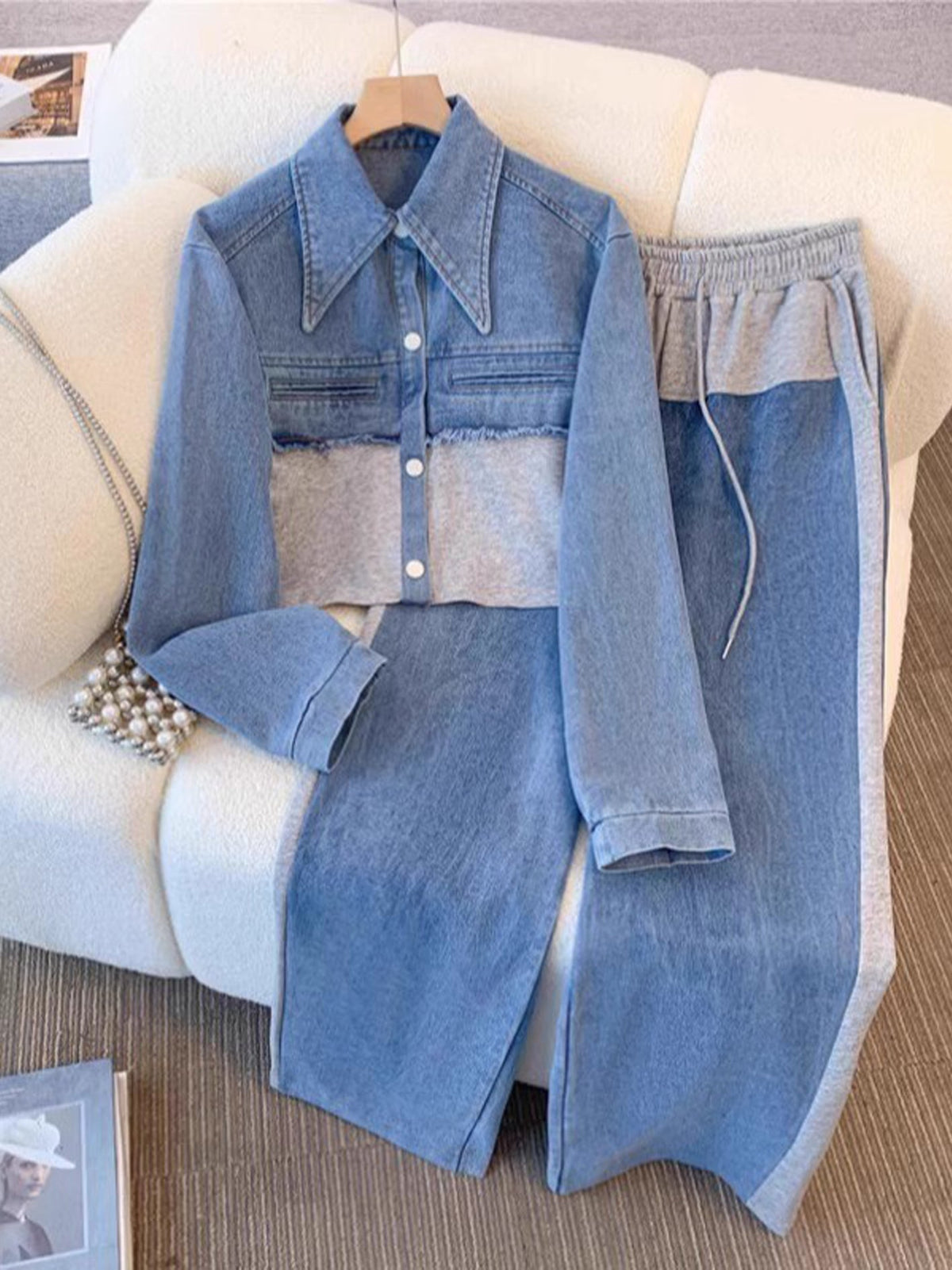 Ortensia — Completo con giacca corta e pantaloni a gamba larga