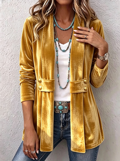 Oliviera — Giacca aperta con revers e bottoni decorativi