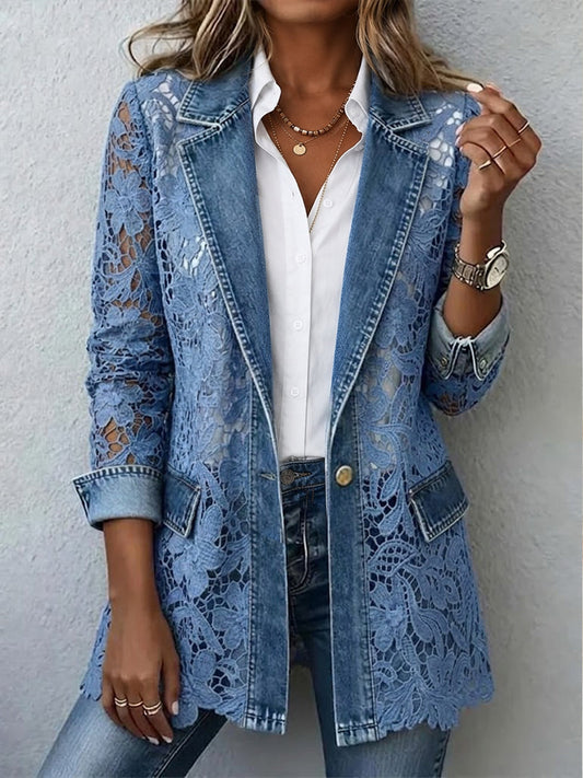 Lucinda — Giacca blazer con inserti in pizzo floreale