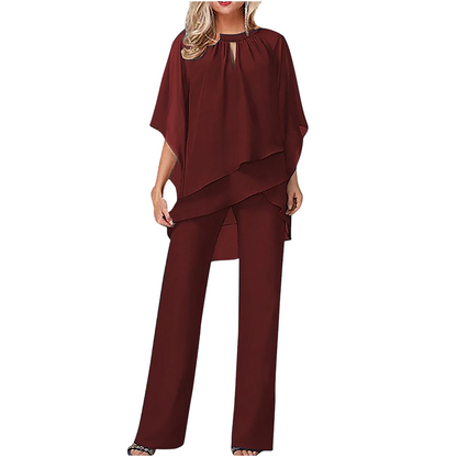 Gianna — Completo con blusa a strati e pantaloni a gamba larga