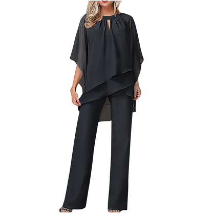 Gianna — Completo con blusa a strati e pantaloni a gamba larga