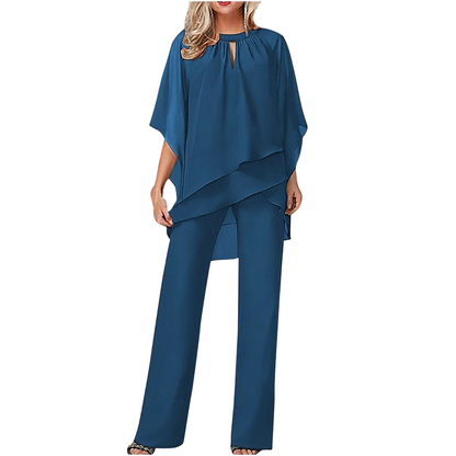 Gianna — Completo con blusa a strati e pantaloni a gamba larga
