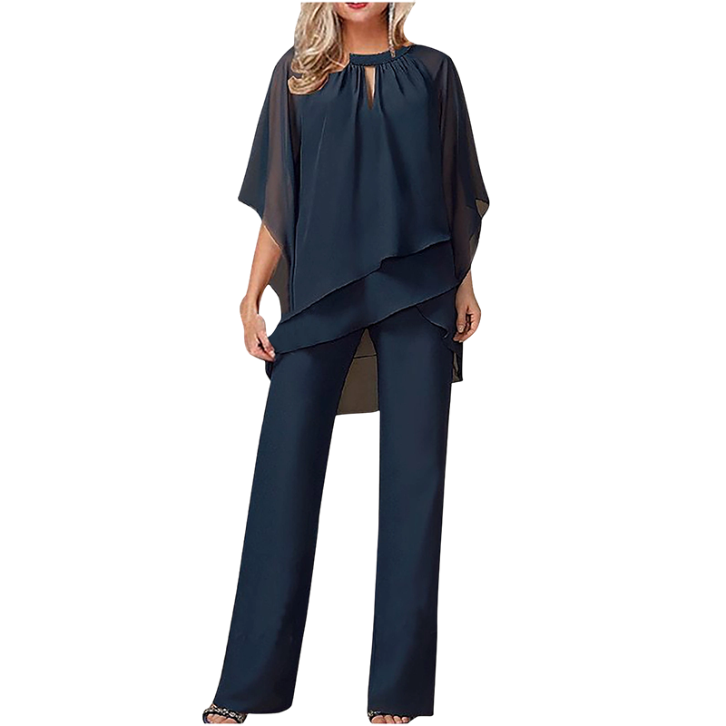 Gianna — Completo con blusa a strati e pantaloni a gamba larga