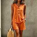 Solaria — Completo in cotone e lino con top abbottonato e shorts