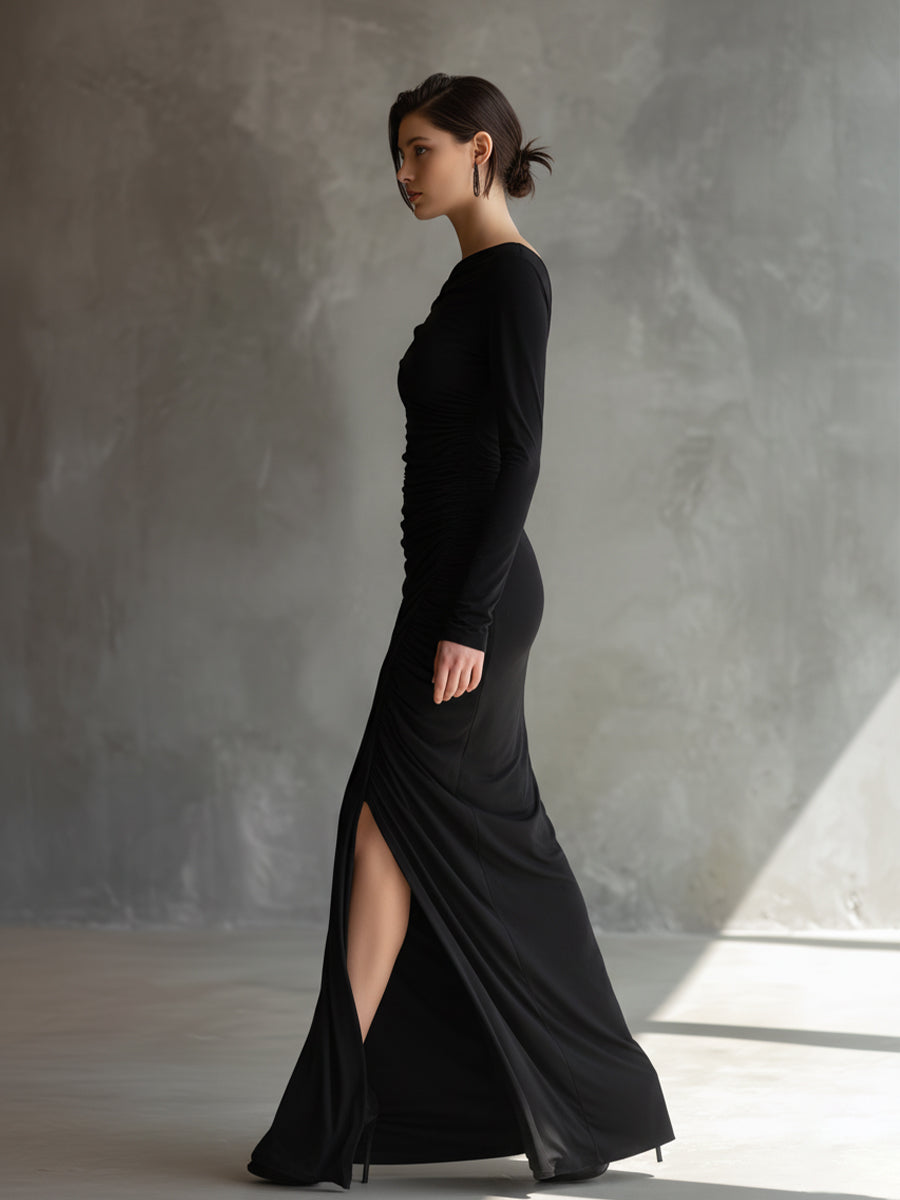 Elda — Abito lungo con spalle scoperte nero