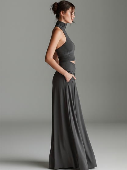 Cosima — Abito in maglia in maglia elasticizzata con collo alto